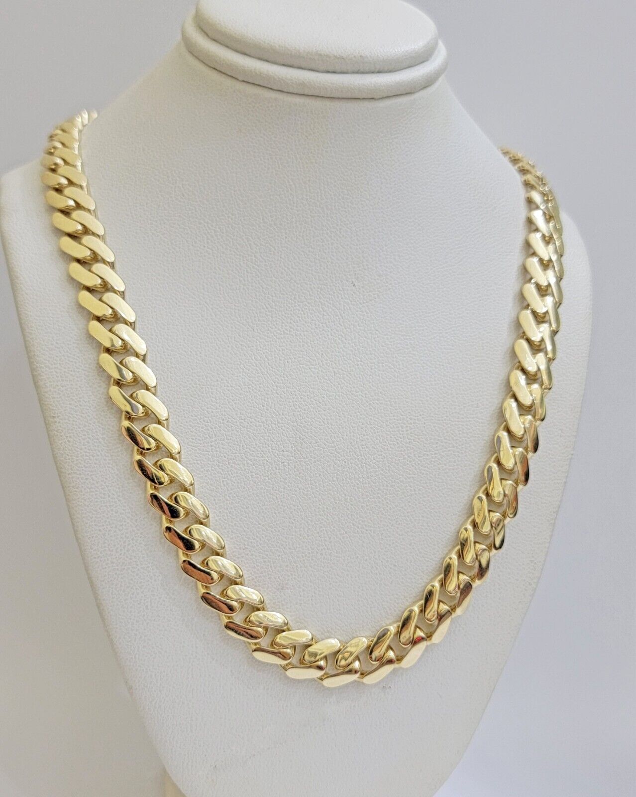 9mm Miami Cuban Royal Link Chain Necklace Box Clasp Real 14K Yellow Gold on SALE - Reva Jeweler