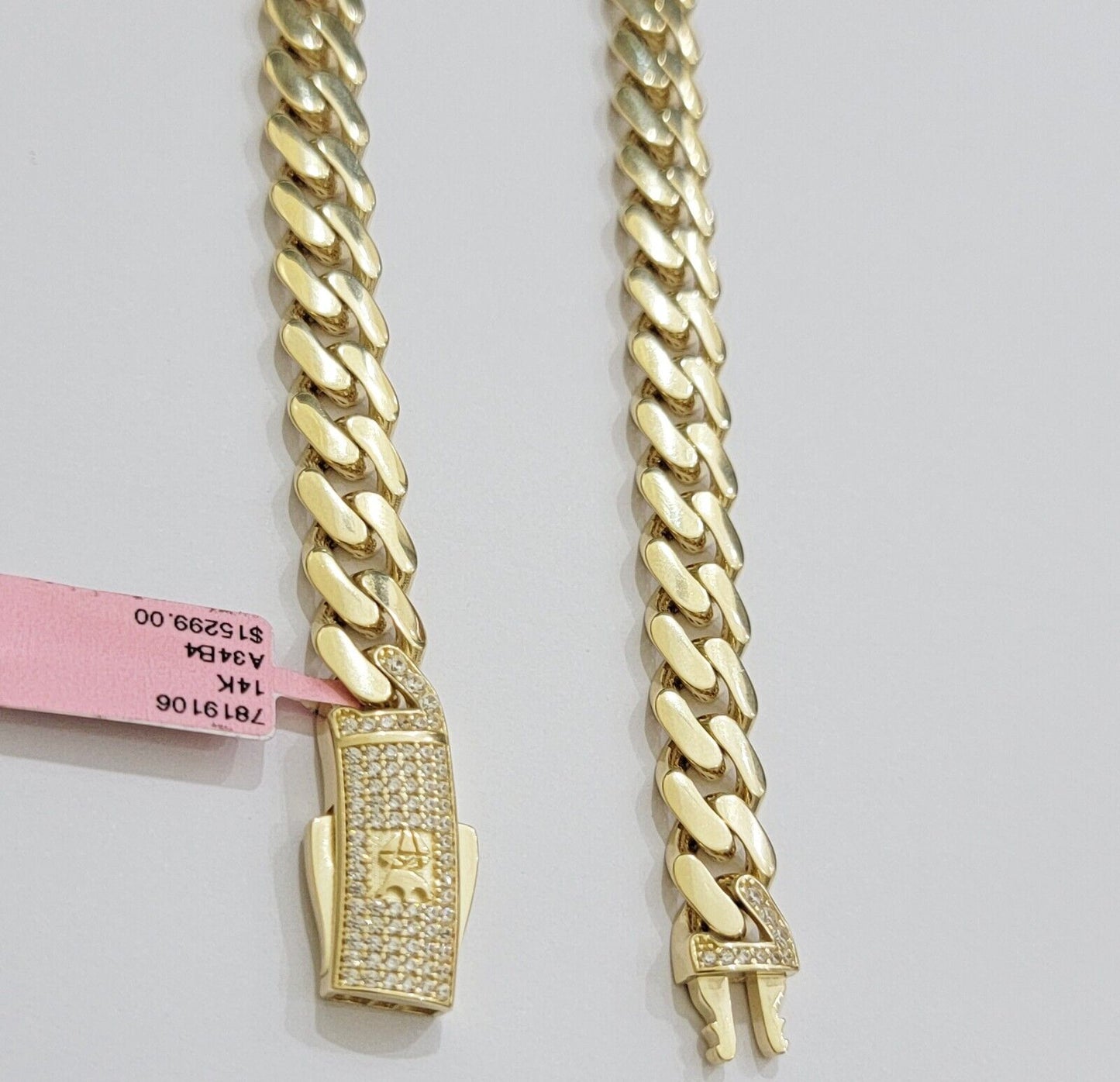 9mm Miami Cuban Royal Link Chain Necklace Box Clasp Real 14K Yellow Gold on SALE - Reva Jeweler