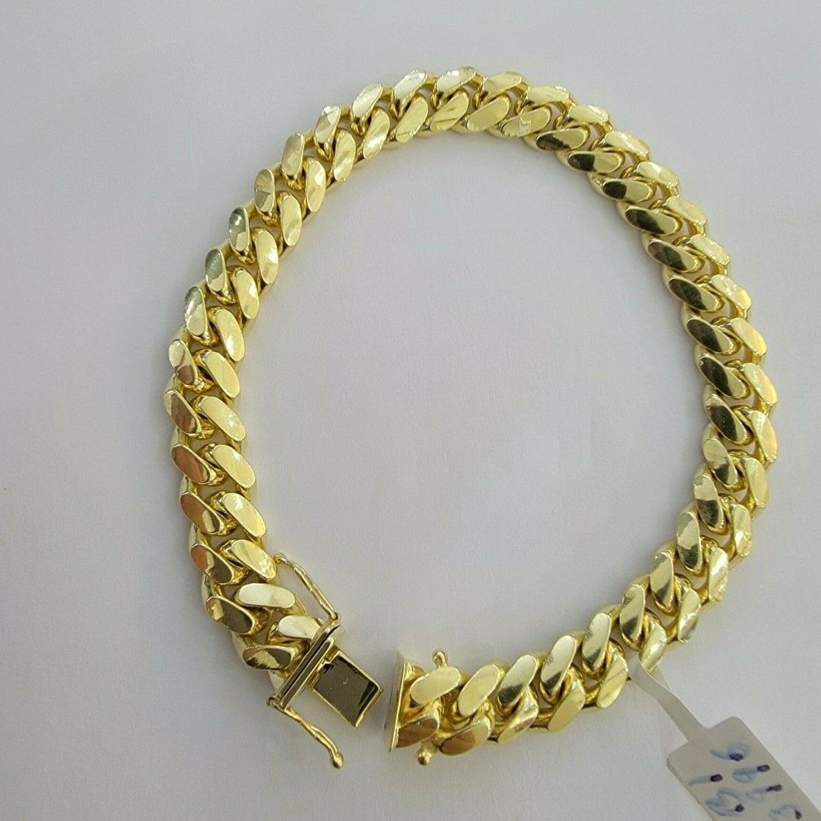 9mm Solid 14k Gold Cuban Link Bracelet 8" Authentic 14kt Yellow Gold Miami,Men - Reva Jeweler