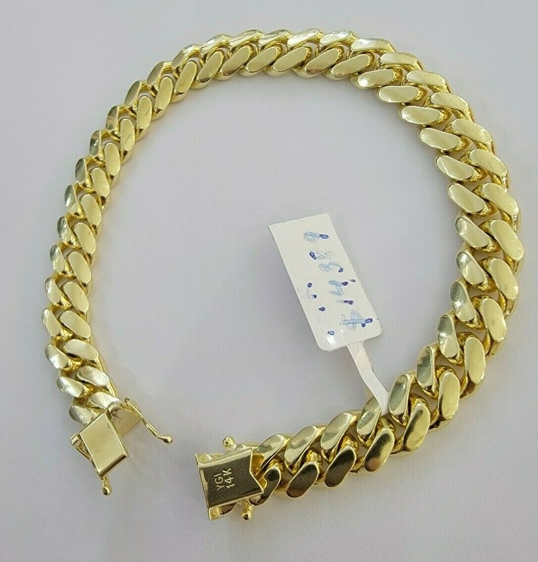 9mm Solid 14k Gold Cuban Link Bracelet 8" Authentic 14kt Yellow Gold Miami,Men - Reva Jeweler