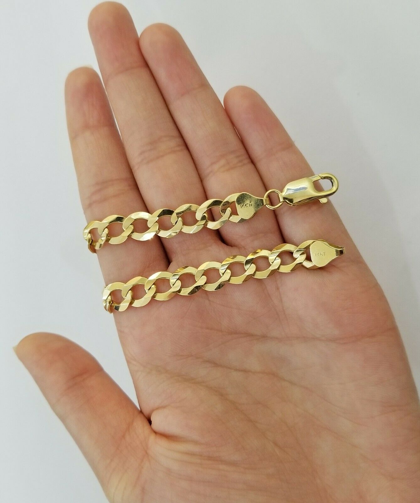 9MM Solid 14k Yellow Gold Cuban Link Bracelet 8" 9" REAL Mens Lobster, Necklace - Reva Jeweler