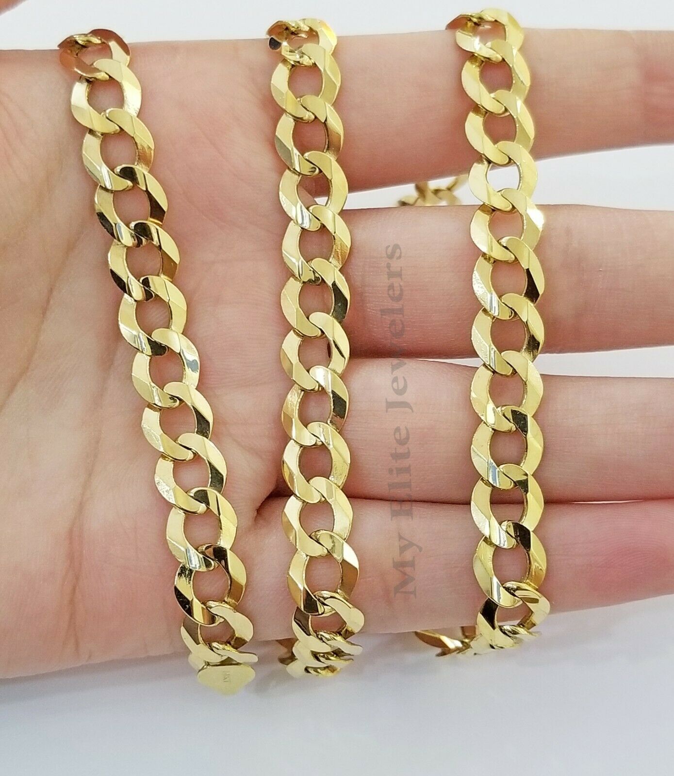 9MM Solid 14k Yellow Gold Cuban Link Bracelet 8" 9" REAL Mens Lobster, Necklace - Reva Jeweler
