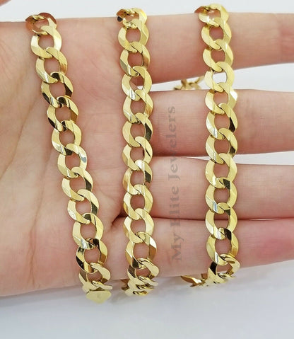9MM Solid 14k Yellow Gold Cuban Link Bracelet 8" 9" REAL Mens Lobster, Necklace - Reva Jeweler