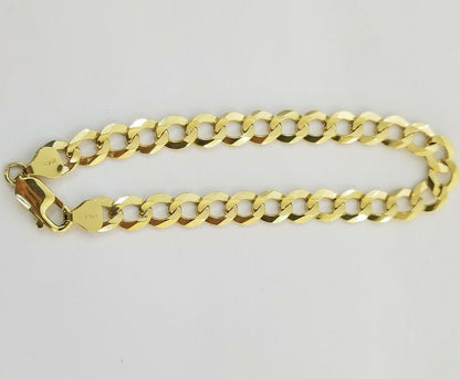 9MM Solid 14k Yellow Gold Cuban Link Bracelet 8" 9" REAL Mens Lobster, Necklace - Reva Jeweler