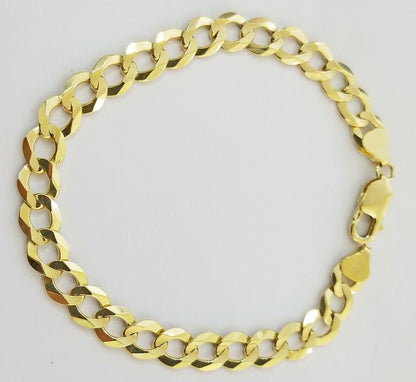 9MM Solid 14k Yellow Gold Cuban Link Bracelet 8" 9" REAL Mens Lobster, Necklace - Reva Jeweler