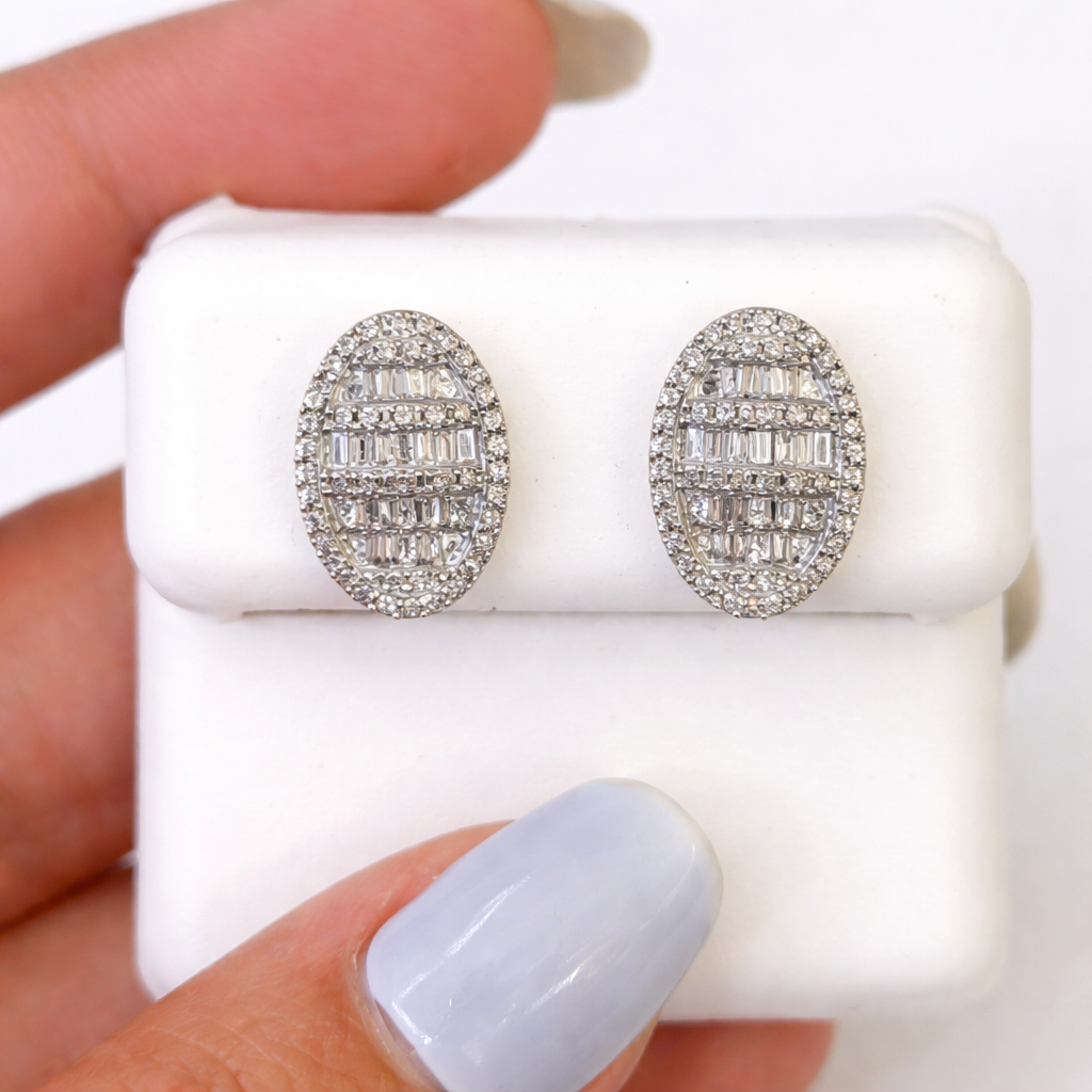 10k Yellow Gold Oval Earrings Real Diamond Screw-Back Women Men Studs