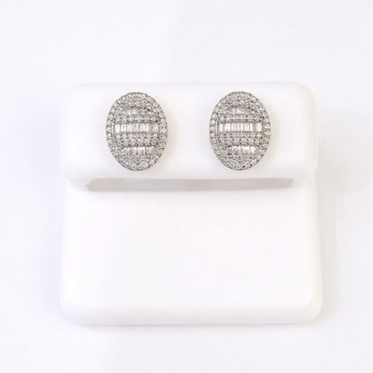 10k Yellow Gold Oval Earrings Real Diamond Screw-Back Women Men Studs