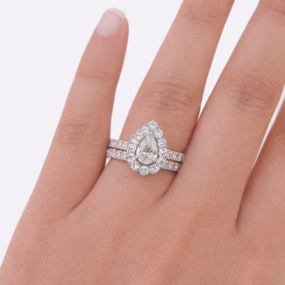 REAL 14k Rose Gold Diamond Ladies Ring Tear Drop Shaped Women Band