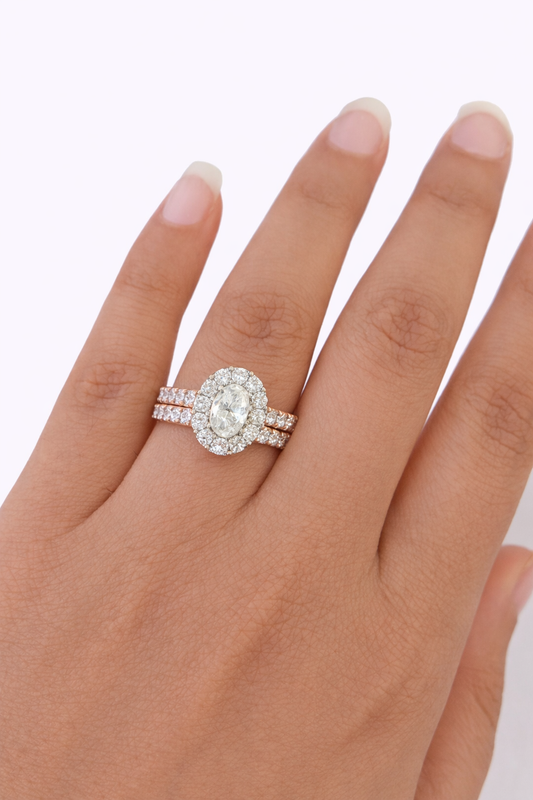 Real 14k Rose Gold Diamond Bridal Ring Band Set Ladies Wedding Engagement