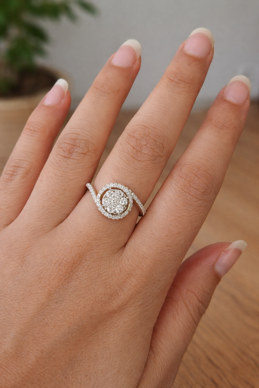 Real 14k Yellow Gold Natural Diamonds Ladies Ring Women