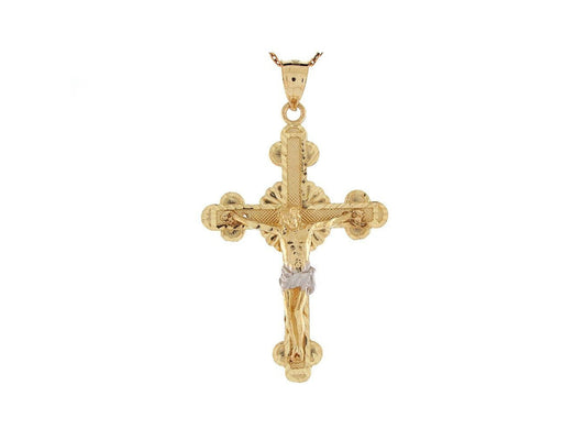 Two Tone Gold Medium Jesus on Cross Celtic Crucifix Religious Charm Pendant (SKU# P8026)