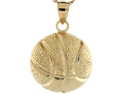 Yellow Real Gold Basketball Sporty Charm Pendant 10k (P3971)