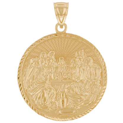 10k / 14k Yellow Gold Last Supper Mens Religious Jesus Pendant (SKU# P12940)
