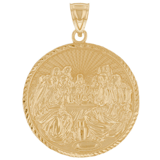 10k / 14k Yellow Gold Last Supper Mens Religious Jesus Pendant (SKU# P12940)