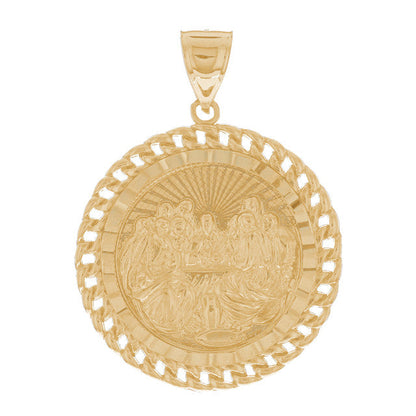 10k Yellow Gold Last Supper Mens Religious Jesus Pendant (P12944)