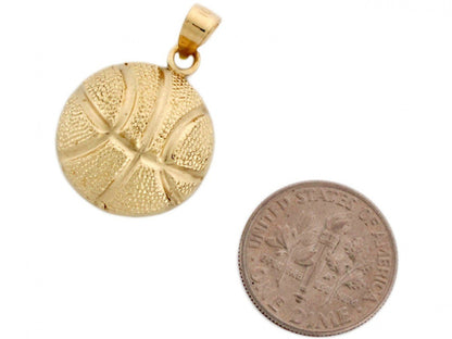 Yellow Real Gold Basketball Sporty Charm Pendant 10k (P3971)