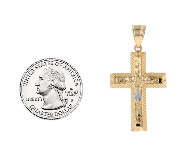 Eye-Catching Filigree Design and Diamond Cut Latin Crucifix Pendant (SKU# P11650)