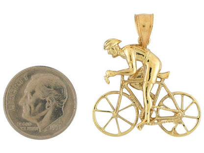 10k High Polish Cycling Road Bike Fixie Charm Pendant (P10770)