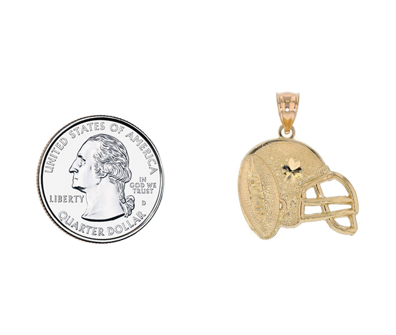 Solid American Football Helmet Sports Diamond Cut Pendant 10k / P12031