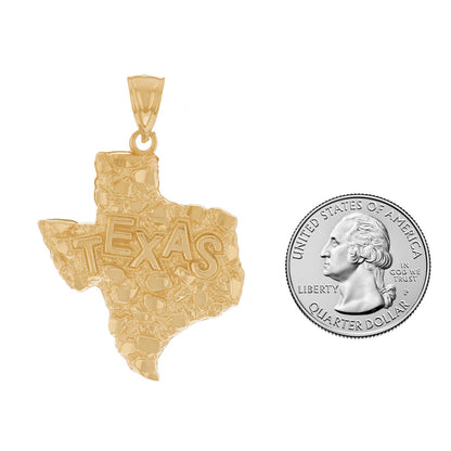 10k Yellow Gold Small Texas Mens Nugget Pendant (P12671)