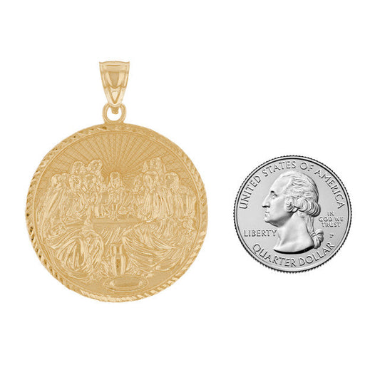 10k / 14k Yellow Gold Last Supper Mens Religious Jesus Pendant (SKU# P12940)