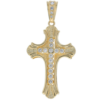 10k / 14k Gold Cross With CZ Religious Charm Pendant (P12226)