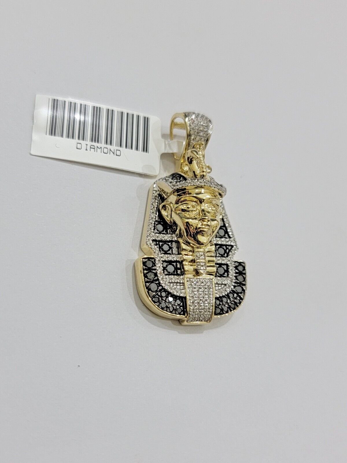 Black Diamond Pharoah Charm Pendant 10kt Yellow Gold 0.80 CT Chain Necklace SALE - Reva Jeweler