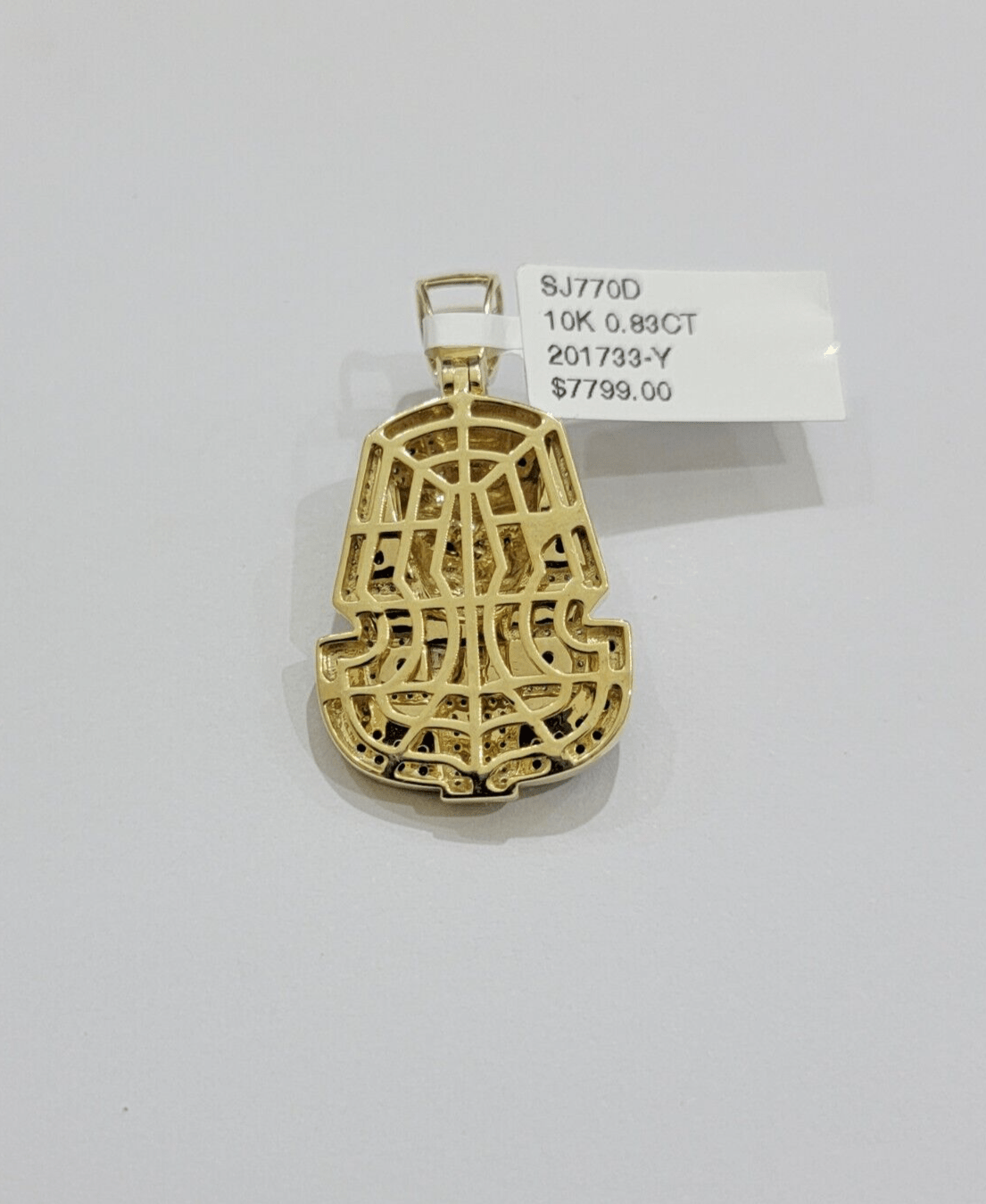Black Diamond Pharoah Charm Pendant 10kt Yellow Gold 0.80 CT Chain Necklace SALE - Reva Jeweler