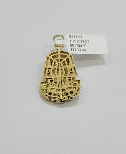 Black Diamond Pharoah Charm Pendant 10kt Yellow Gold 0.80 CT Chain Necklace SALE - Reva Jeweler