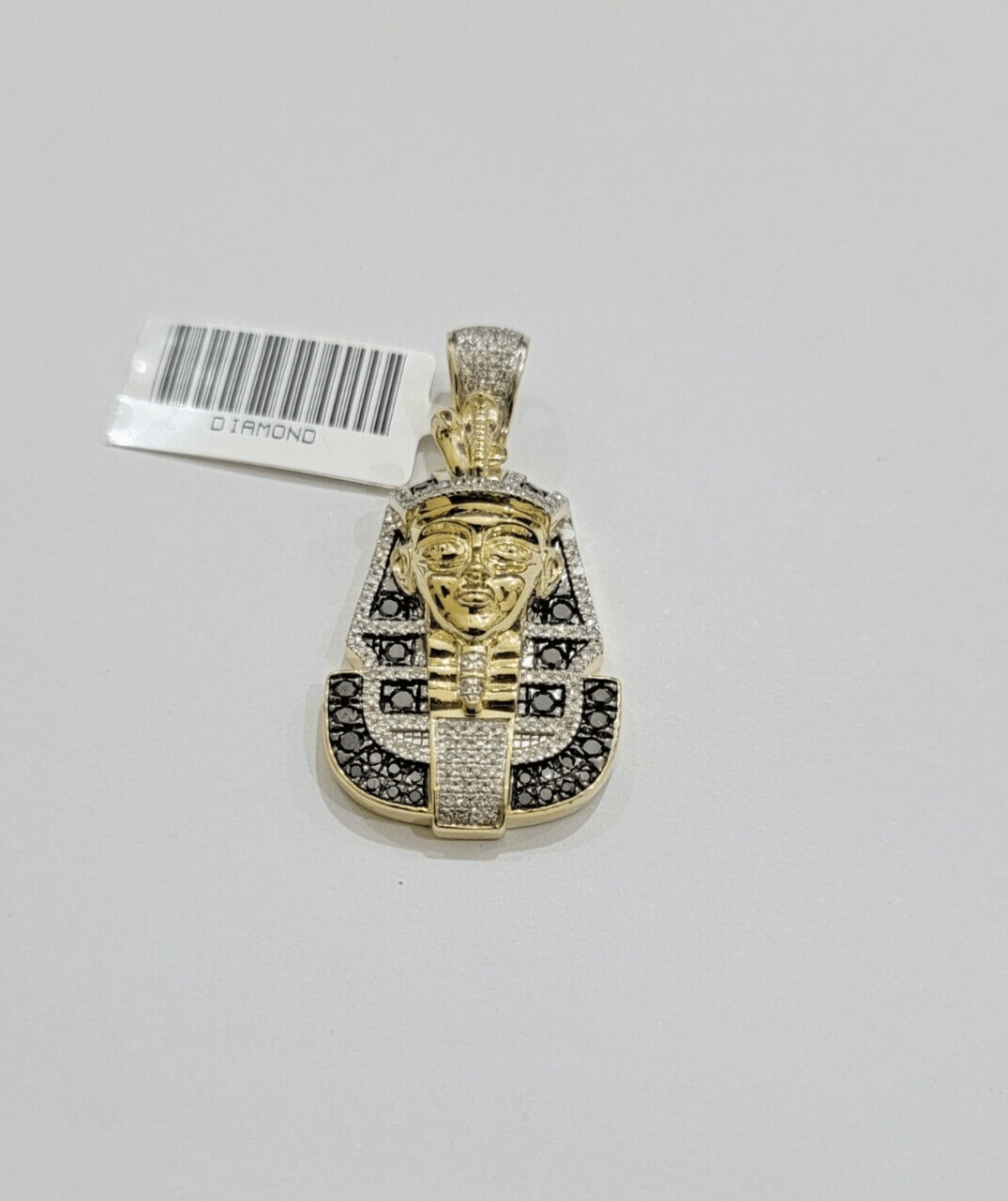 Black Diamond Pharoah Charm Pendant 10kt Yellow Gold 0.80 CT Chain Necklace SALE - Reva Jeweler