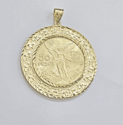 Centenario Coin Charm Solid 10k Yellow Gold 50 Pesos 1947 Centenaro With Bezel - Reva Jeweler
