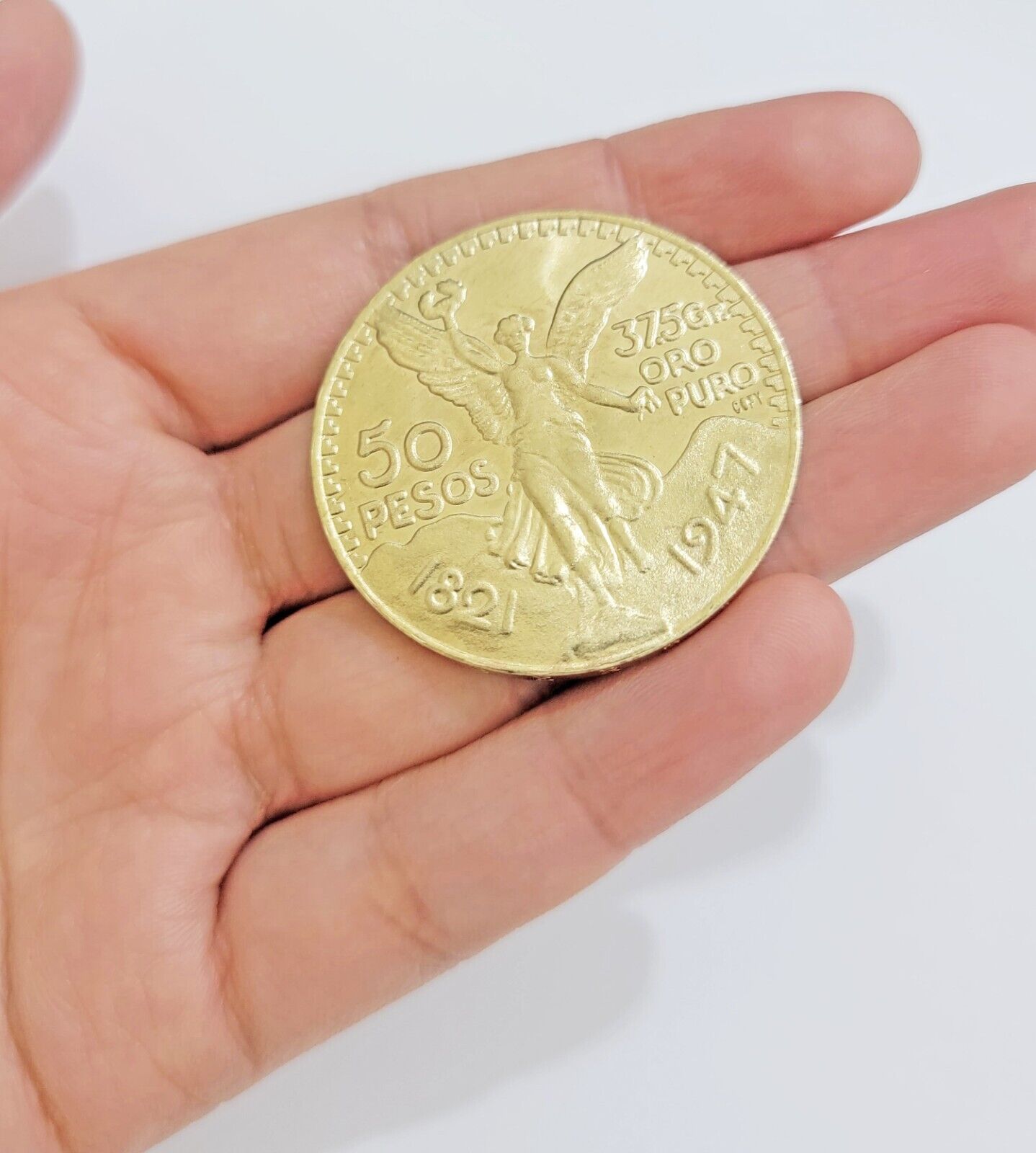 Centenario Coin Custom Solid 10k Yellow Gold 50 Pesos 1947 Mexico Mexican Coin - Reva Jeweler