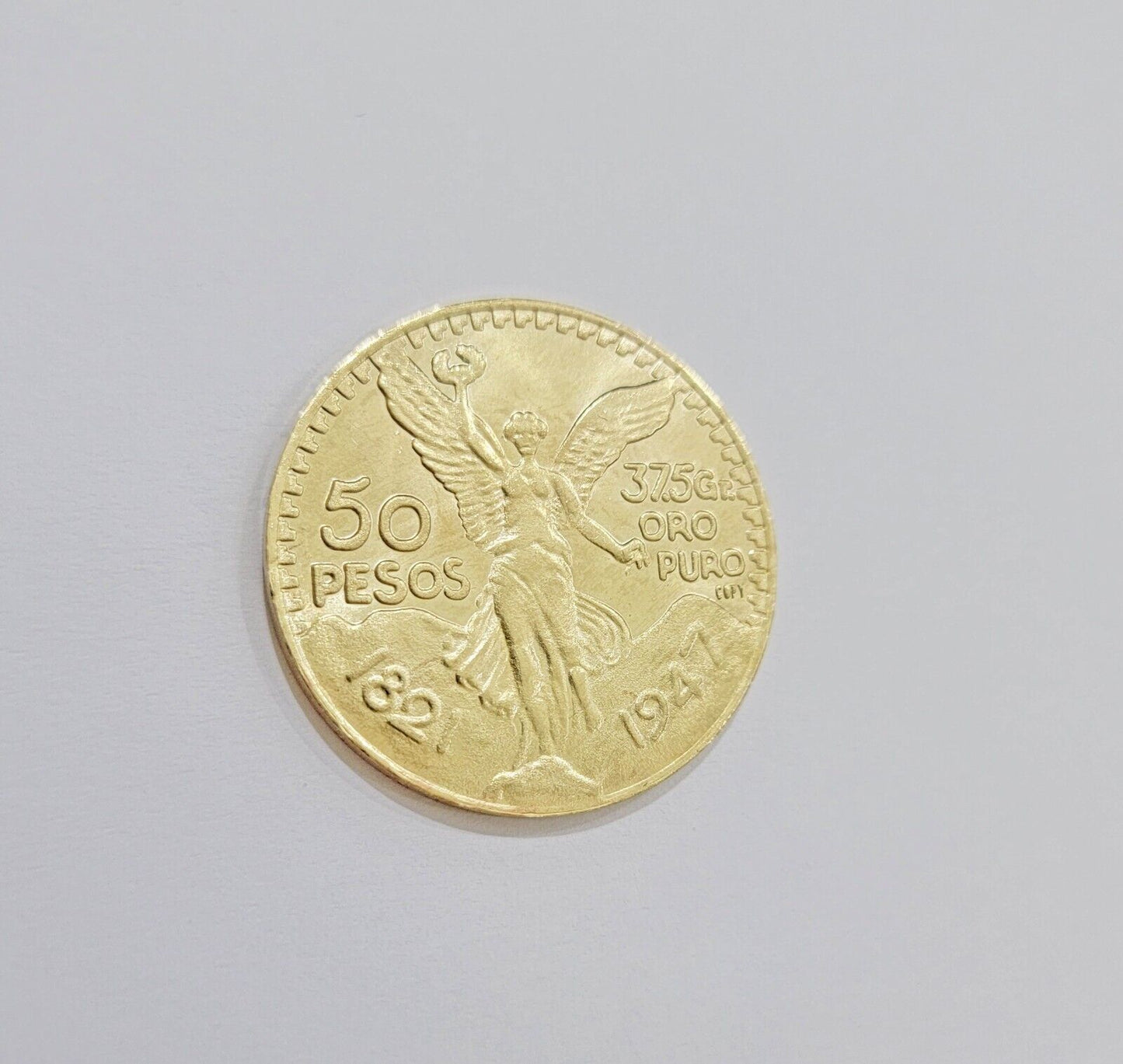 Centenario Coin Custom Solid 10k Yellow Gold 50 Pesos 1947 Mexico Mexican Coin - Reva Jeweler