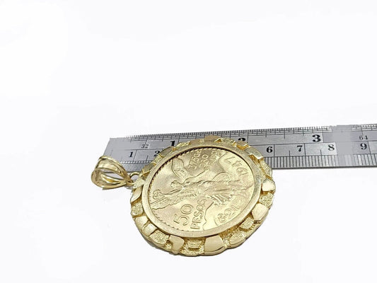 Centenario Coin Custom Solid Yellow 10k Gold 50 Pesos 1947 Mexico Mexican Coin - Reva Jeweler