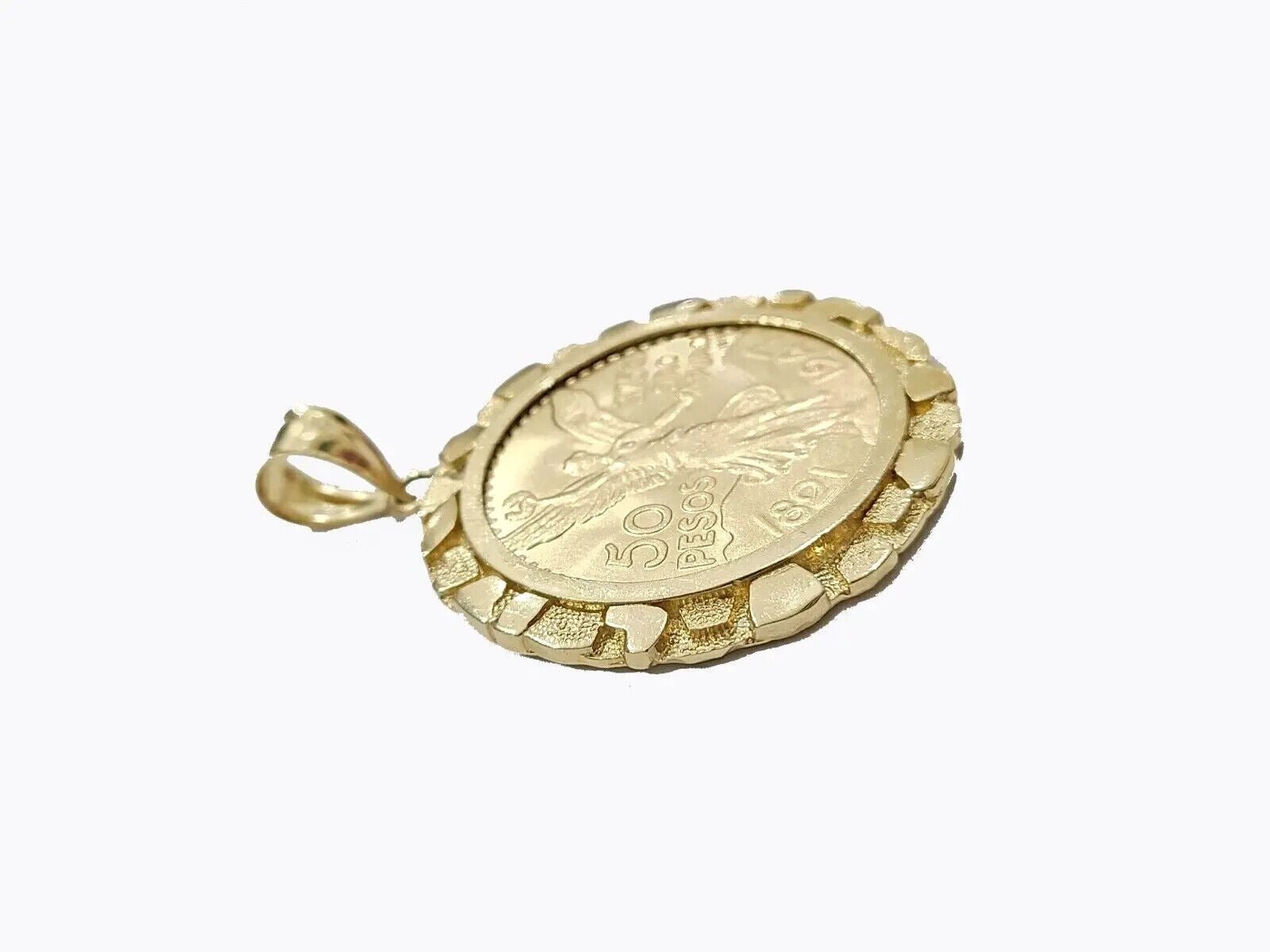 Centenario Coin Custom Solid Yellow 10k Gold 50 Pesos 1947 Mexico Mexican Coin - Reva Jeweler