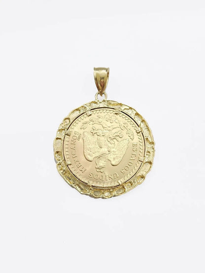 Centenario Coin Custom Solid Yellow 10k Gold 50 Pesos 1947 Mexico Mexican Coin - Reva Jeweler