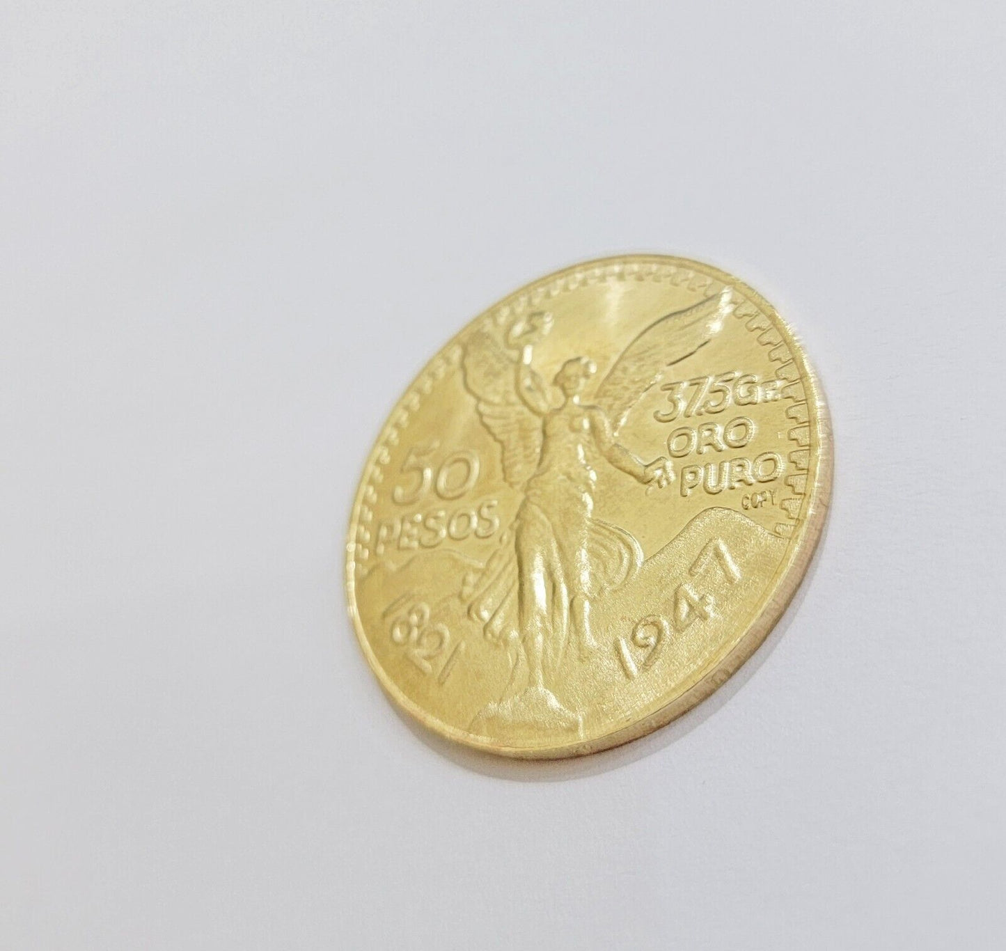 Centenario Coin Custom Solid Yellow 10k Gold 50 Pesos 1947 Mexico Mexican Coin - Reva Jeweler