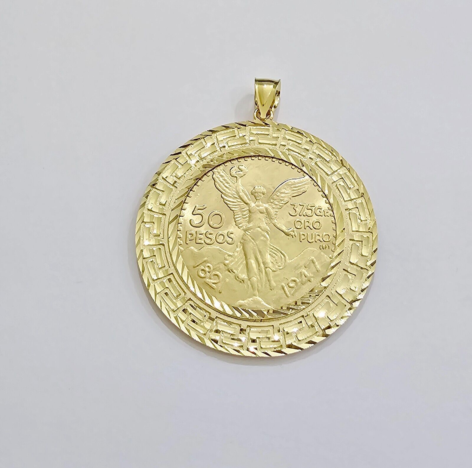 Centenario Coin Solid 10k Yellow Gold 50 Pesos 1947 Mexican Coin With Bazel REAL - Reva Jeweler