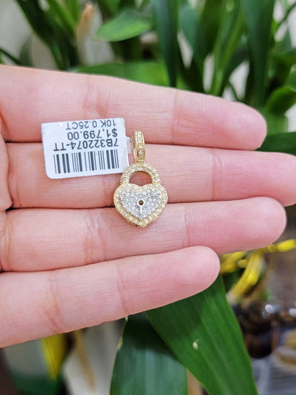 Diamond Heart Key charm pendant 10k gold 0.25 CT Natural Diamonds For Women,REAL - Reva Jeweler