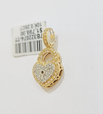 Diamond Heart Key charm pendant 10k gold 0.25 CT Natural Diamonds For Women,REAL - Reva Jeweler