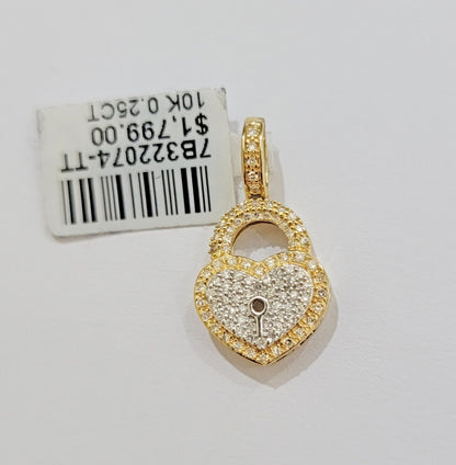 Diamond Heart Key charm pendant 10k gold 0.25 CT Natural Diamonds For Women,REAL - Reva Jeweler