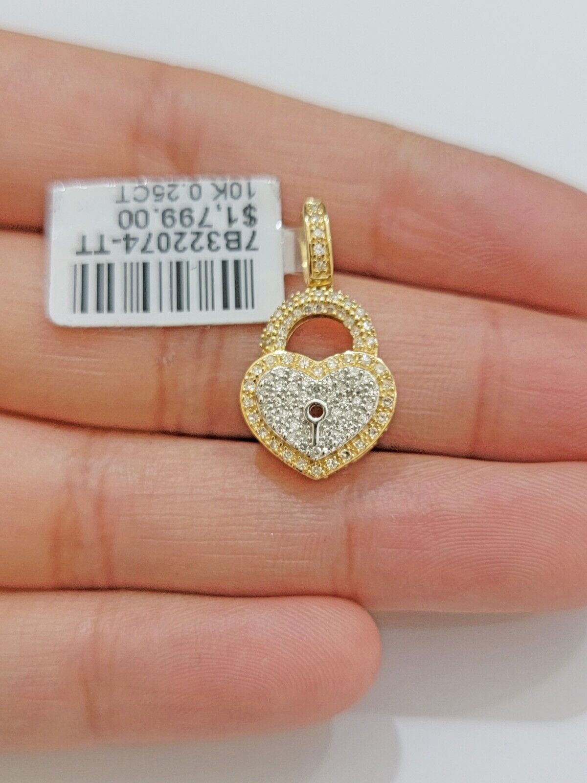 Diamond Heart Key charm pendant 10k gold 0.25 CT Natural Diamonds For Women,REAL - Reva Jeweler
