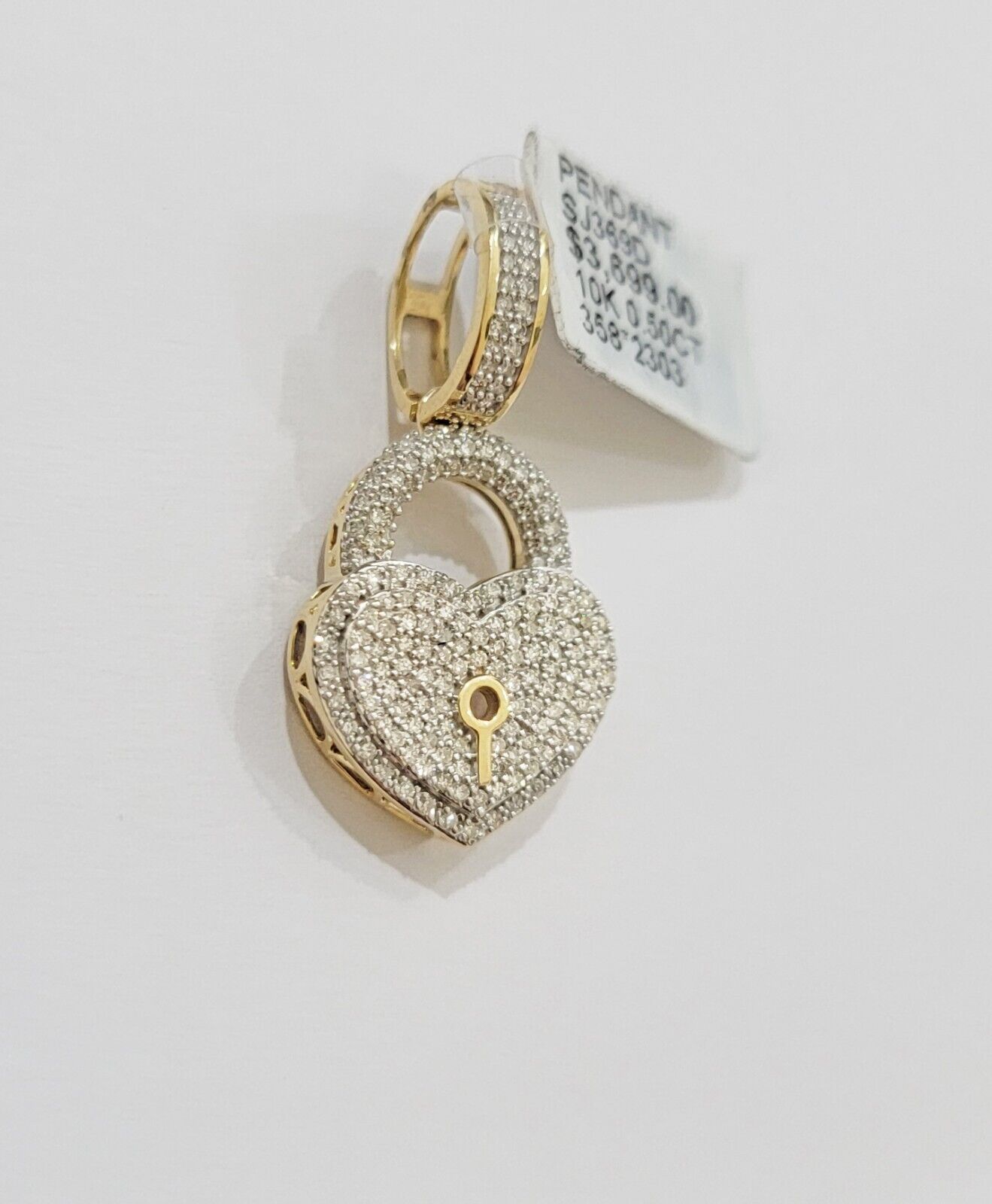 Diamond Heart Key charm pendant 10k gold 1/2 Natural Diamonds For Men Women,REAL - Reva Jeweler