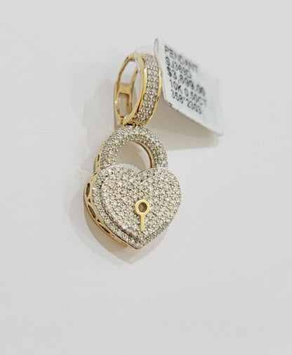 Diamond Heart Key charm pendant 10k gold 1/2 Natural Diamonds For Men Women,REAL - Reva Jeweler