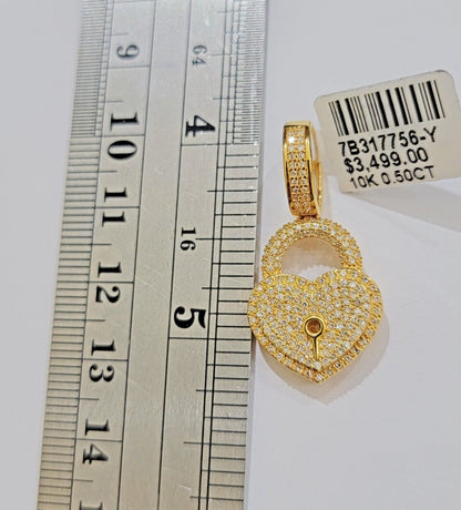Diamond Key charm pendant Real 10k gold 1/2 Natural Diamonds For Men Women, REAL - Reva Jeweler