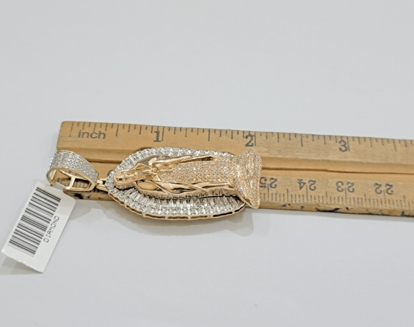Diamond Virgin Mary Charm Pendant 10k Yellow Rose Gold Natural Diamond REAL SALE - Reva Jeweler