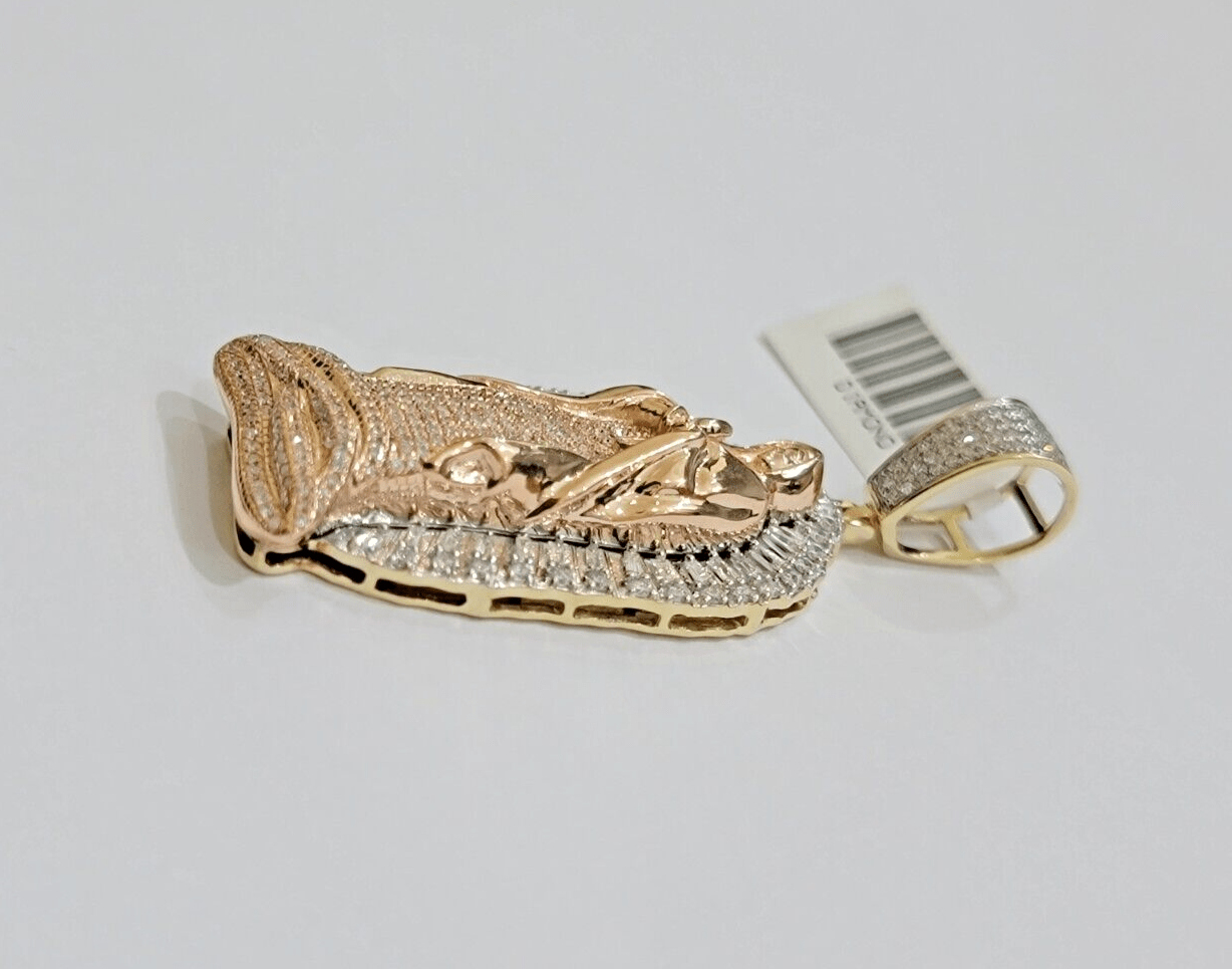 Diamond Virgin Mary Charm Pendant 10k Yellow Rose Gold Natural Diamond REAL SALE - Reva Jeweler
