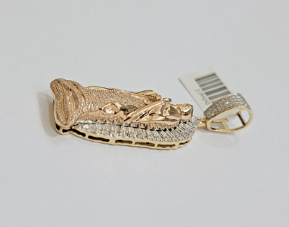 Diamond Virgin Mary Charm Pendant 10k Yellow Rose Gold Natural Diamond REAL SALE - Reva Jeweler