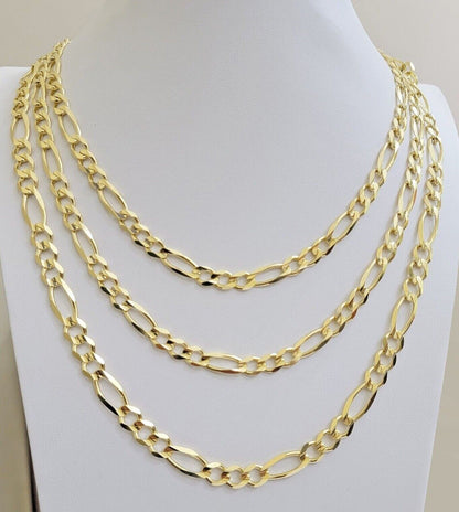 Figaro Link Chain 14k Yellow Gold 7mm Necklace 20 - 30 Inch SOLID 14kt STRONG - Reva Jeweler
