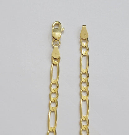 Figaro Link Chain 14k Yellow Gold Necklace 3.5mm 18 - 28 Inch SOLID 14kt STRONG - Reva Jeweler
